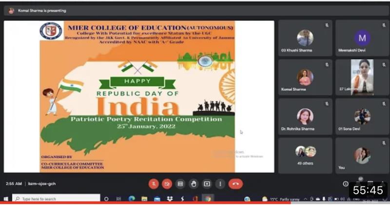 An Online Inter-department Poetry Recitation competition on the theme “PATRIOTISM”